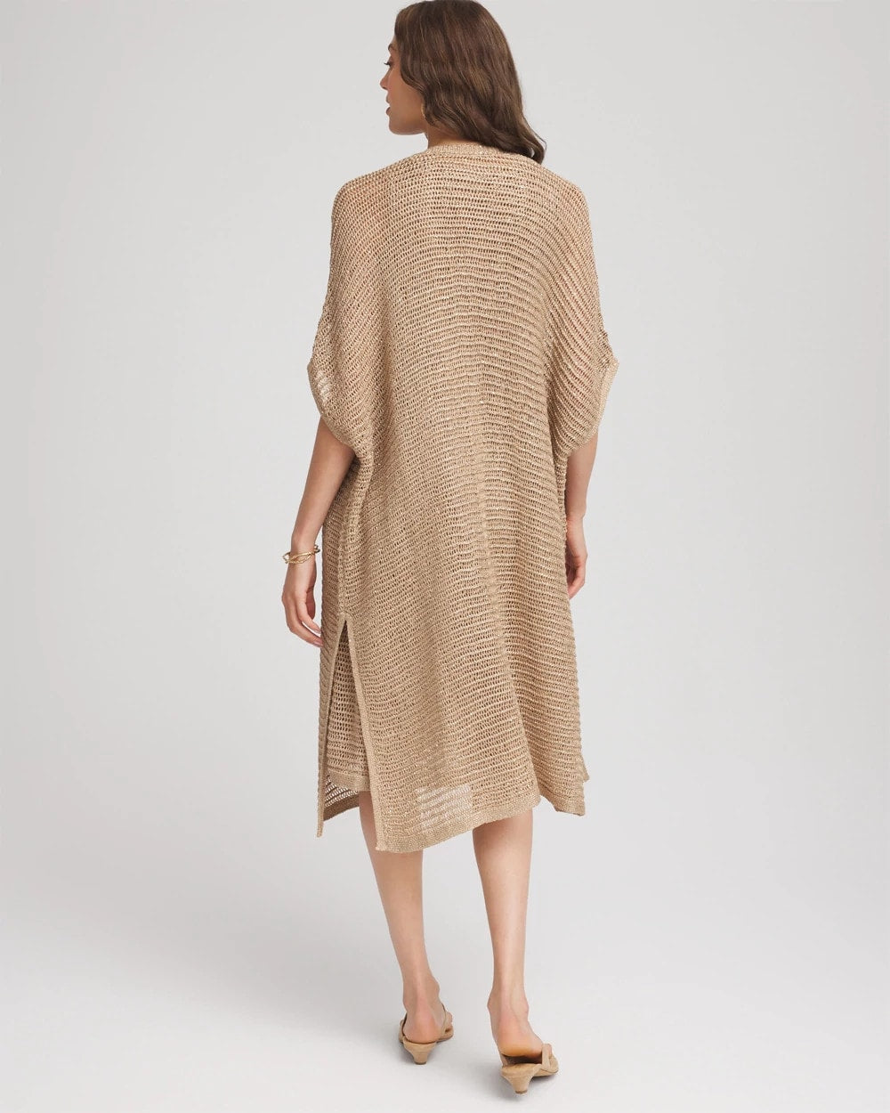 Chico's Accessories Crochet-Knit Sequins Ruana