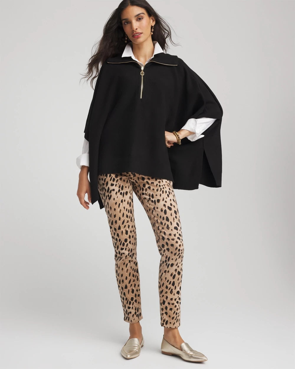 Chico's Accessories Cashmere-Blend Pullover Sweater Poncho