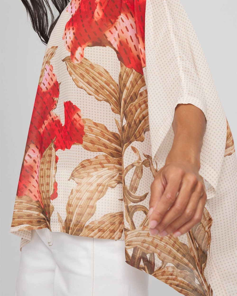 Chico's Accessories Floral Chiffon Pull-Over Poncho