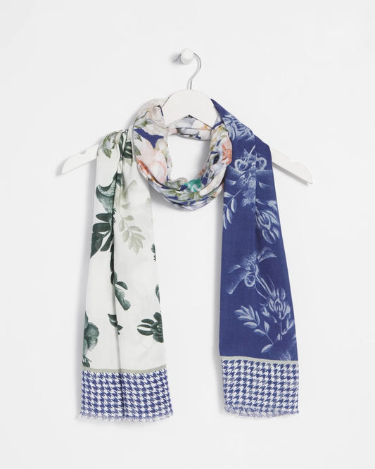 Chico's Accessories Colorblock Floral-Print Oblong Scarf