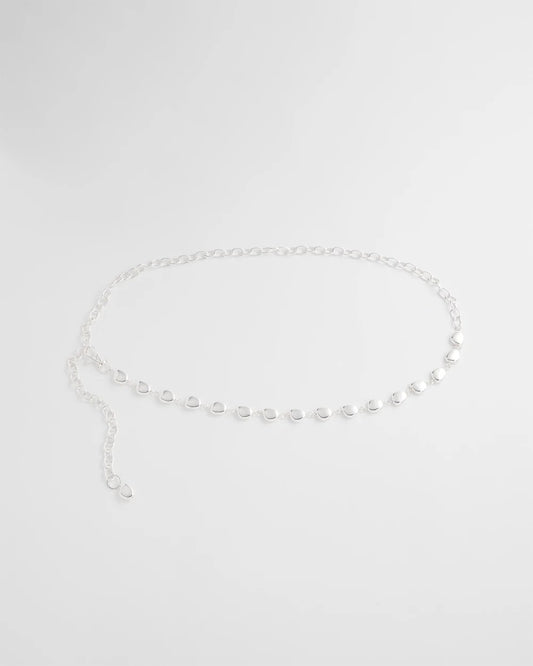 Chico's Accessories Silvertone Pebble Chain Belt
