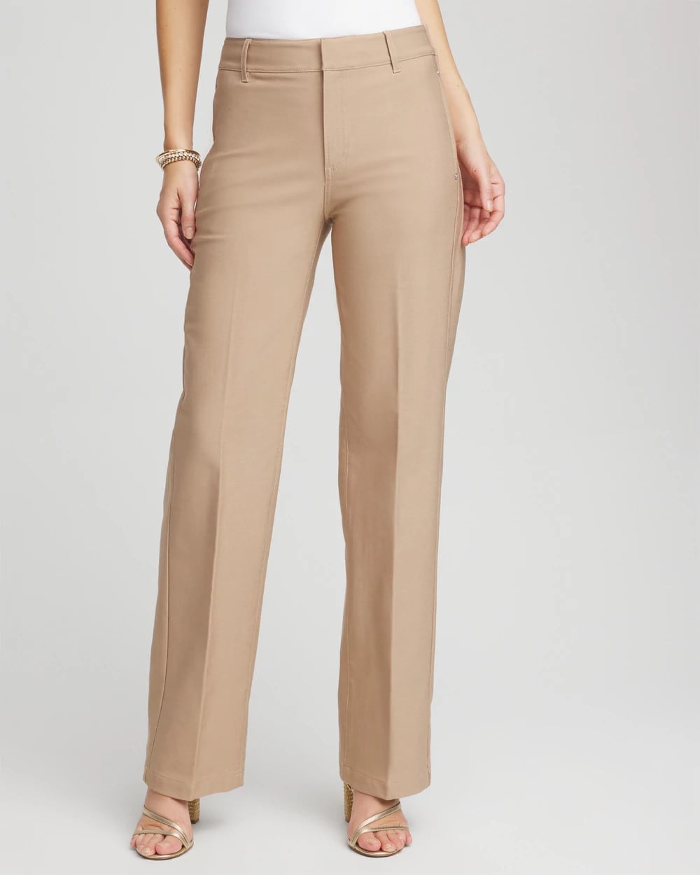 Chico's Petites Petite Cotton Straight-Leg Trousers