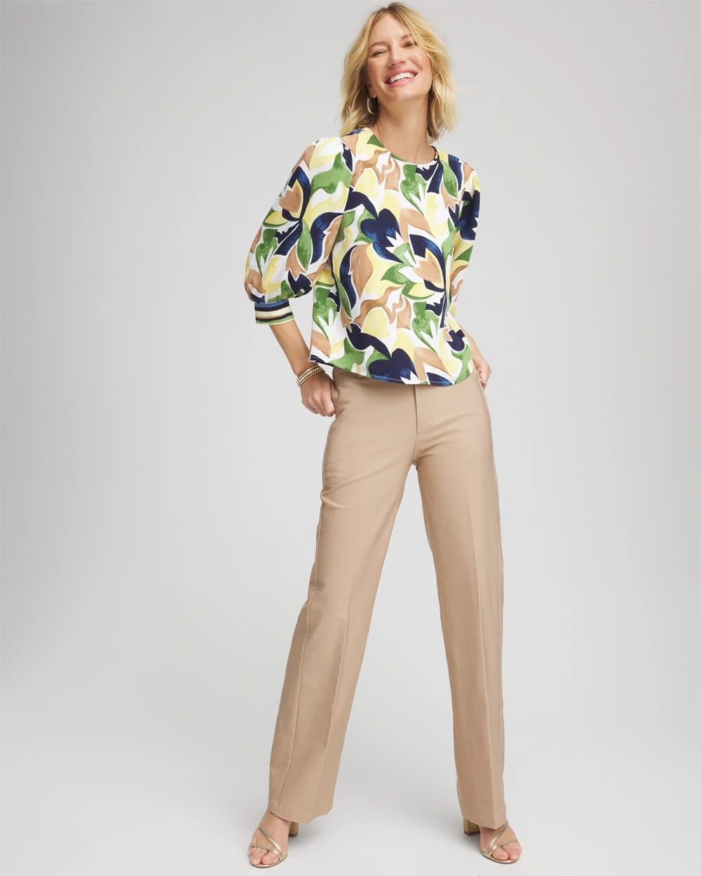 Chico's Petites Petite Cotton Straight-Leg Trousers