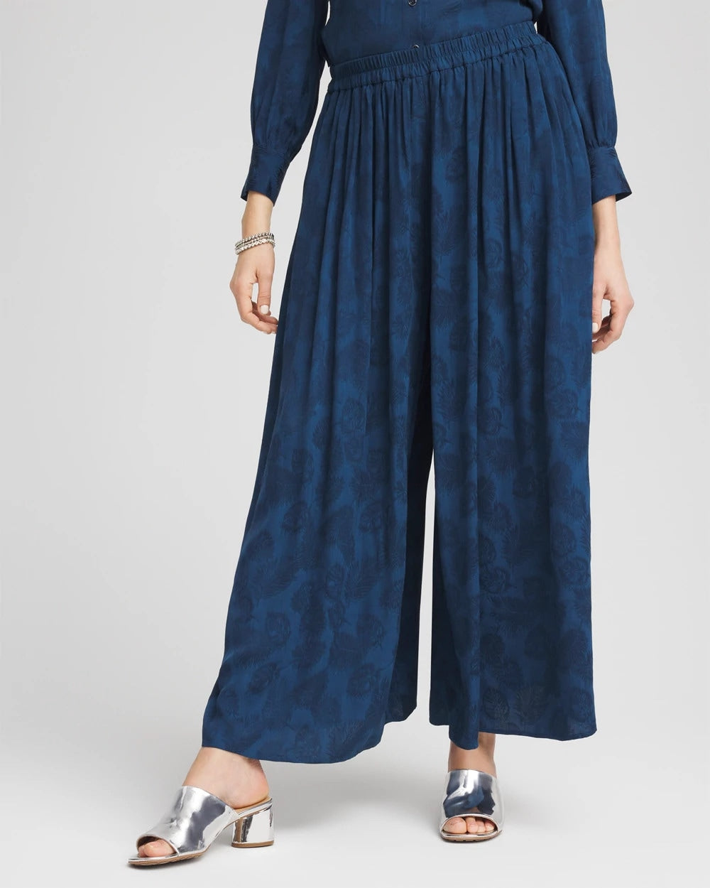 Chico's Petites Petite Jacquard Culotte Wide-Leg Pants