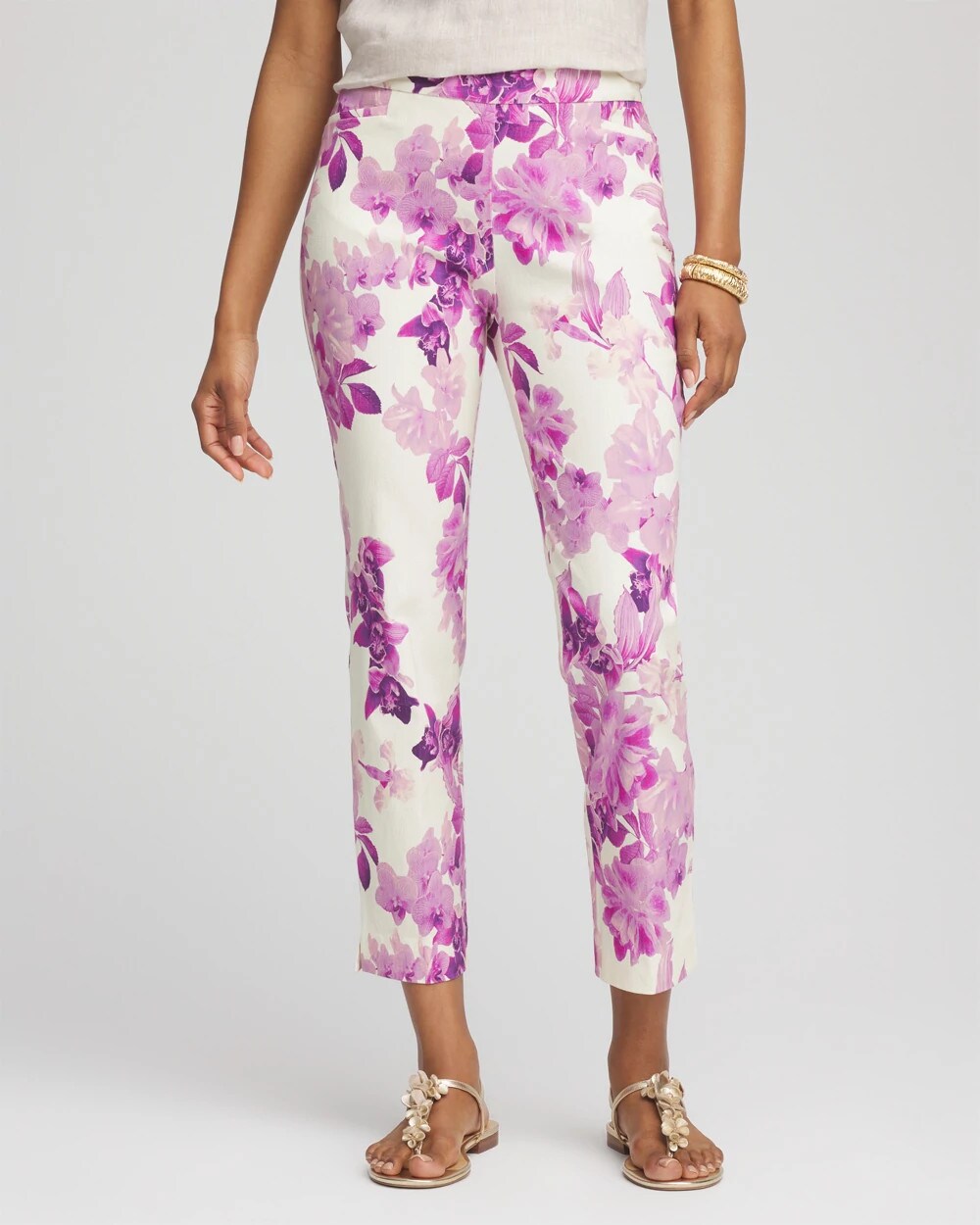 Chico's Petites Petite Floral Brigitte™ Pull-On Slim Cropped Pants