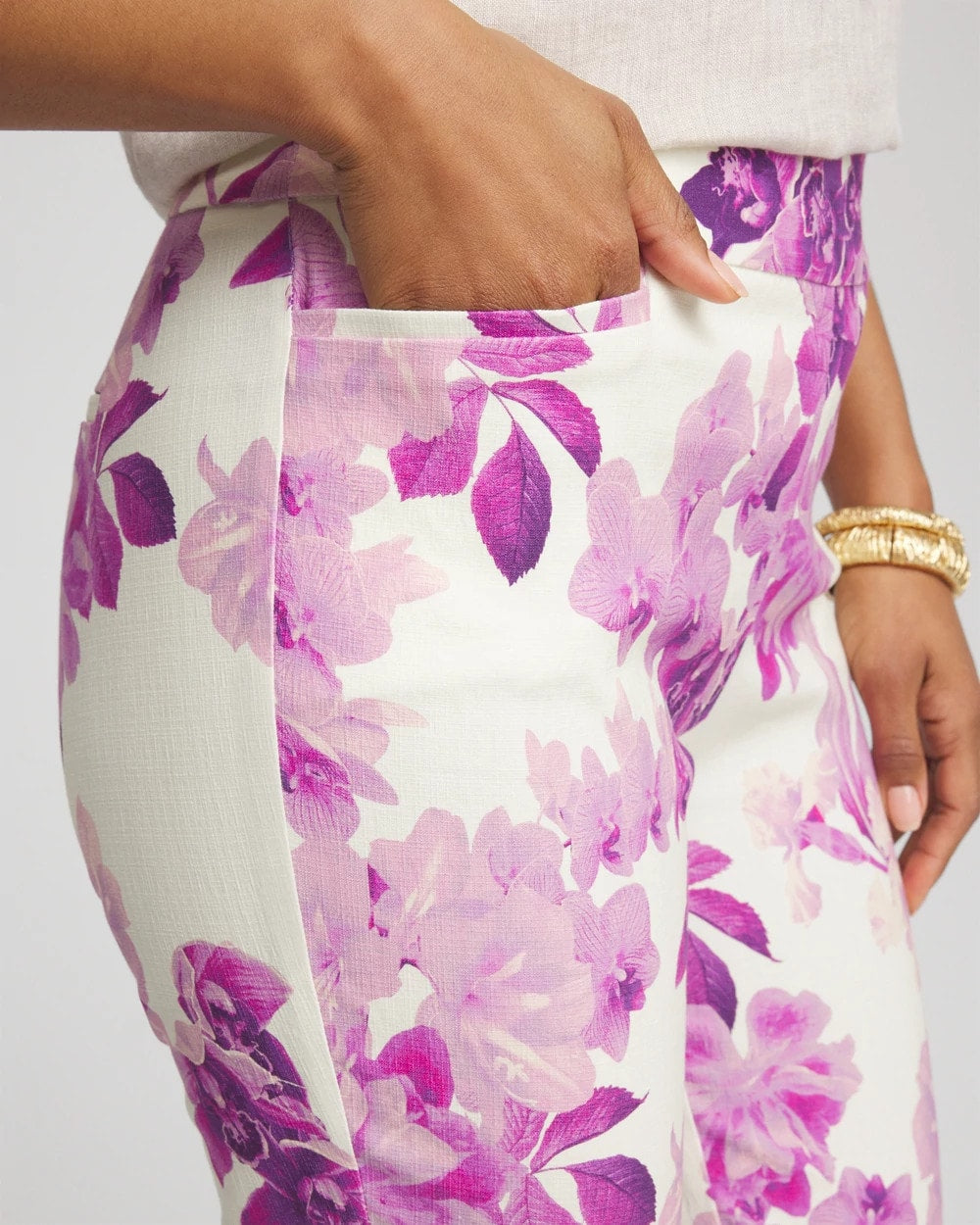 Chico's Petites Petite Floral Brigitte™ Pull-On Slim Cropped Pants