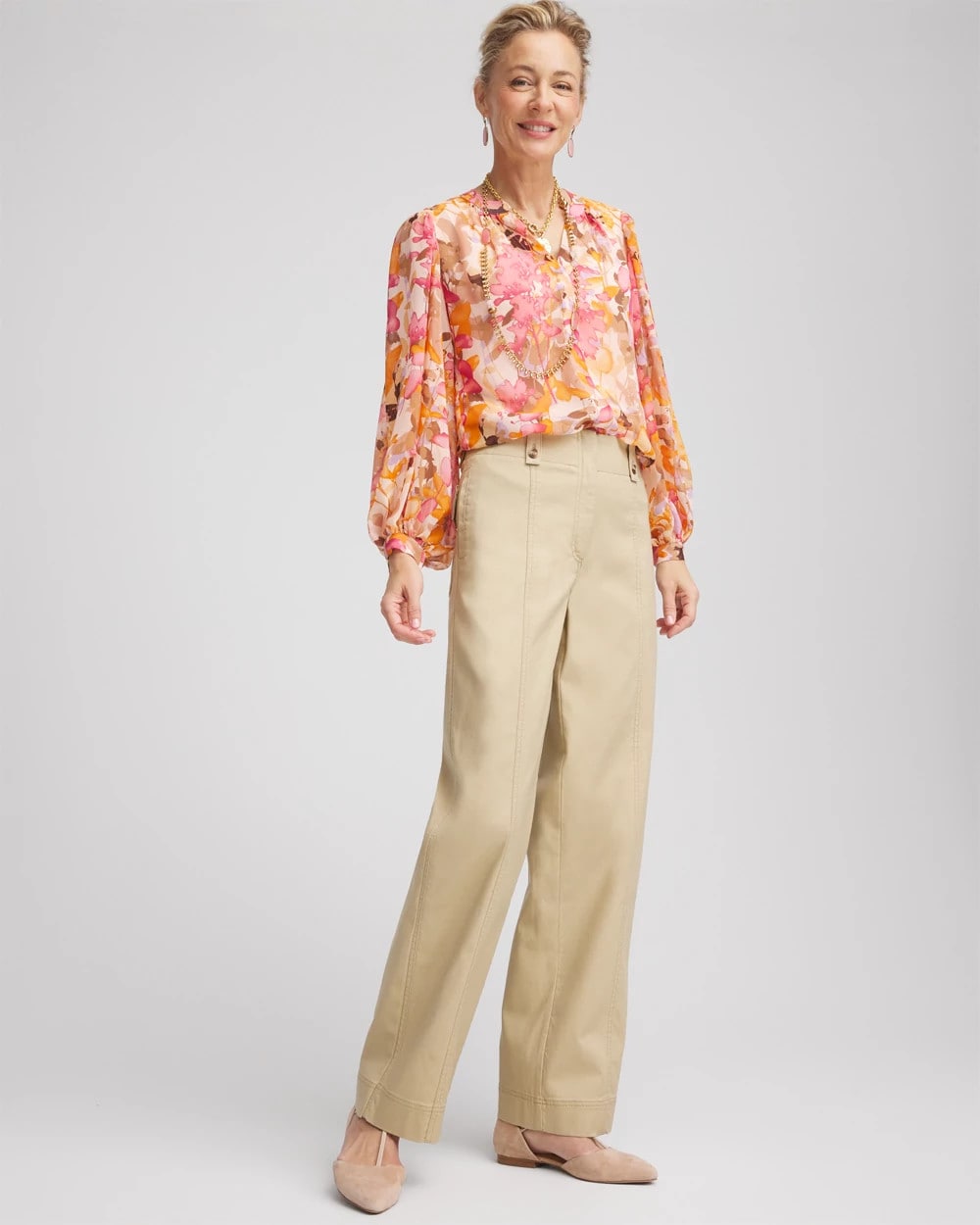 Chico's Petites Petite Canvas Cargo Wide-Leg Pants