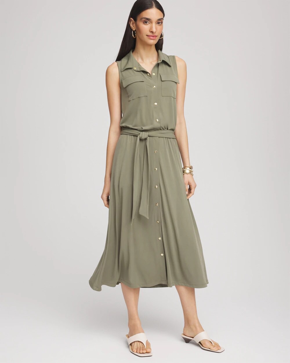 Chico's Petites Petite Travelers™ Knit Sleeveless Shirtdress