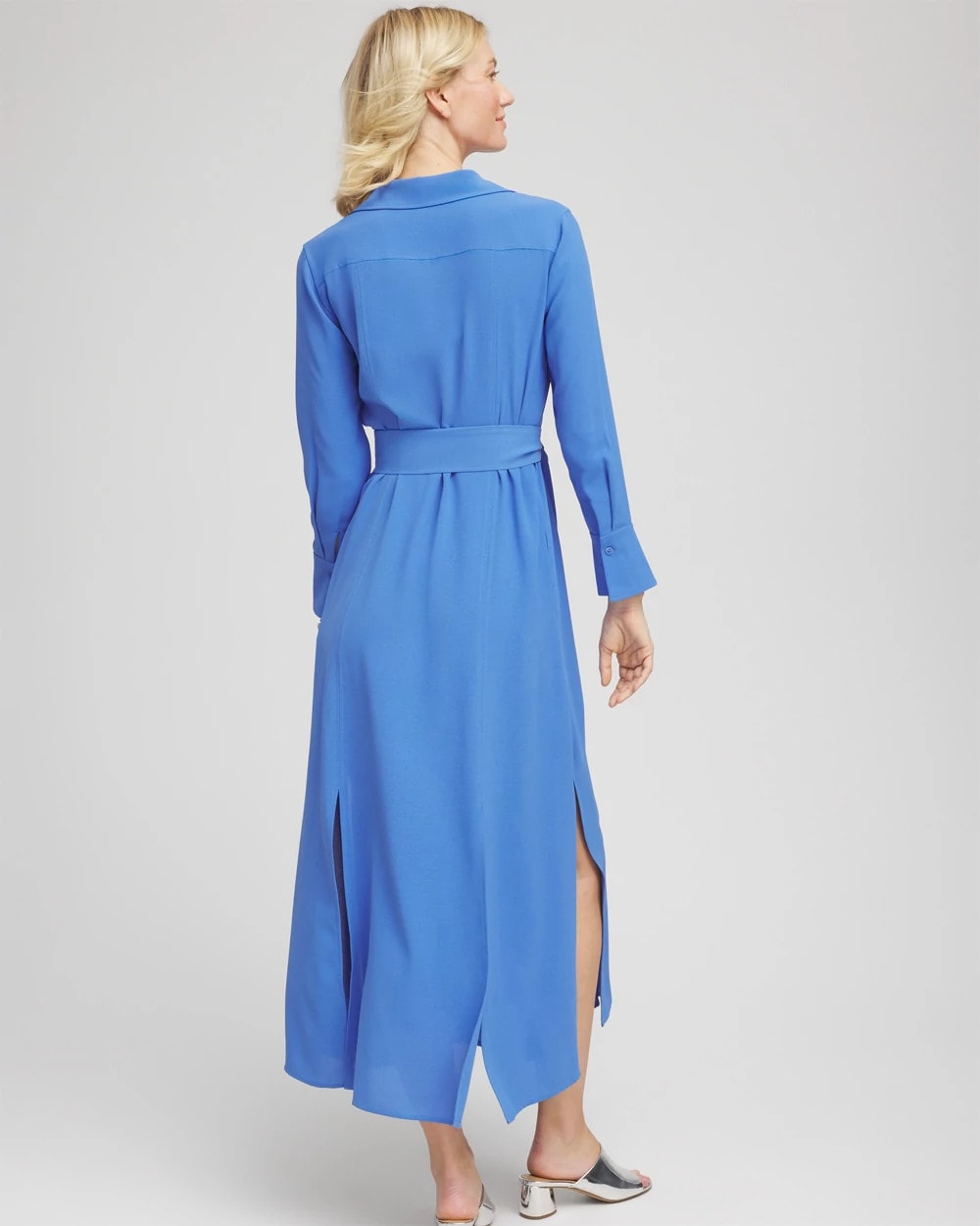Chico's Petites Belted Split Hem Maxi Shirtdress