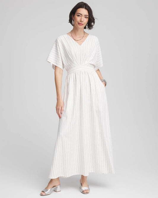 Chico's Petites Metallic Striped Maxi Dress