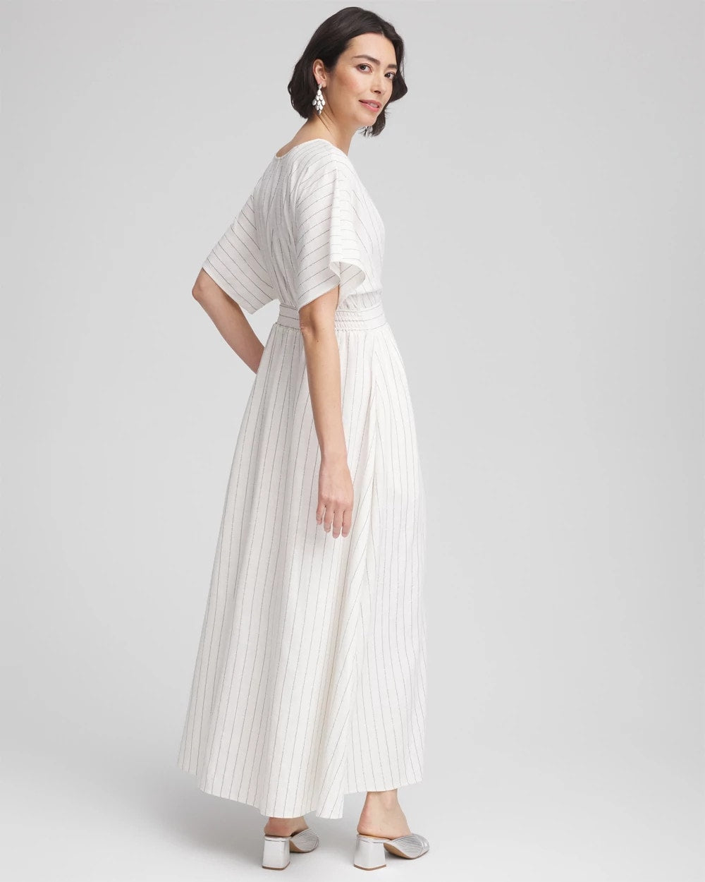 Chico's Petites Metallic Striped Maxi Dress