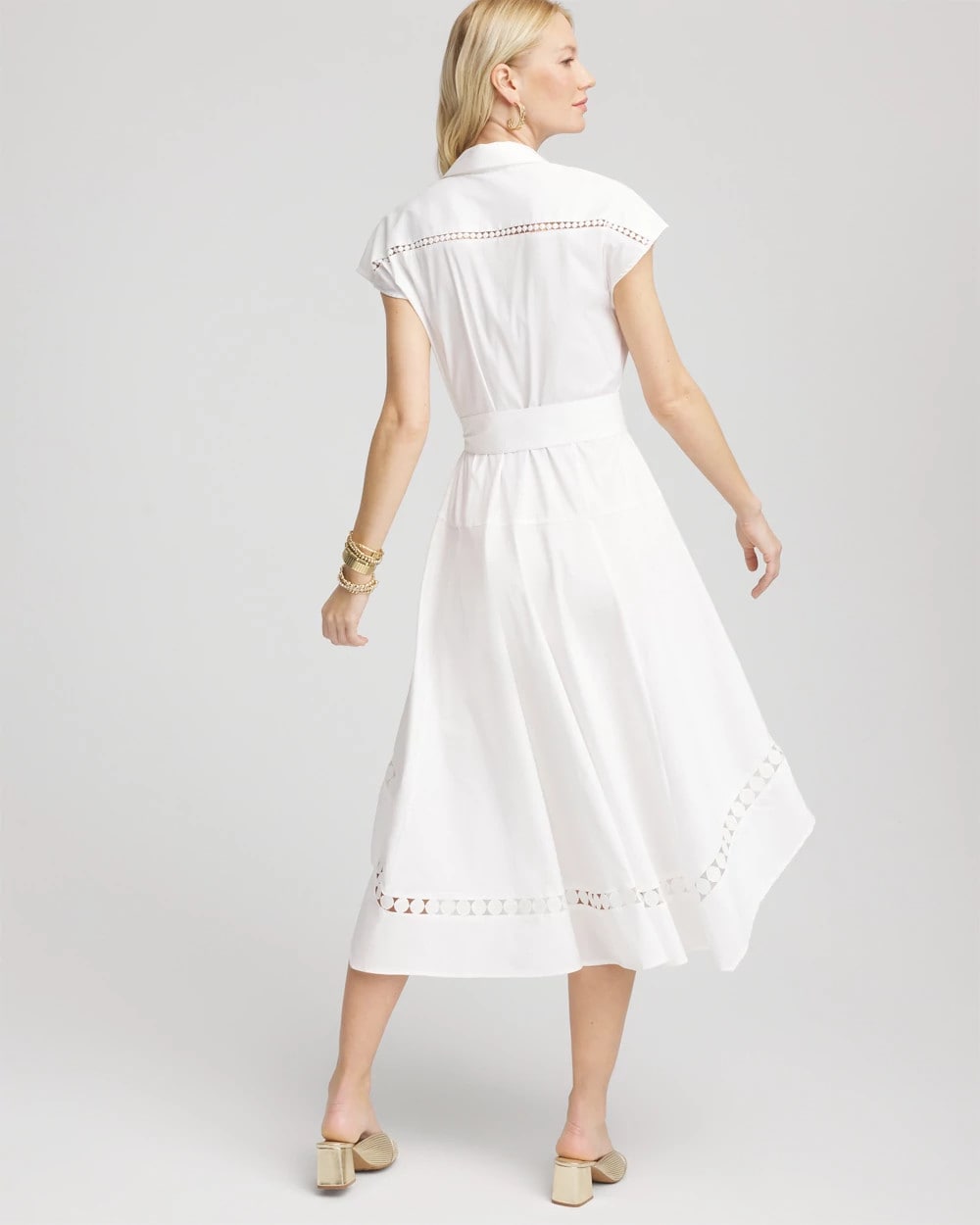 Chico's Petites Petite Poplin Circle Trim Maxi Shirtdress