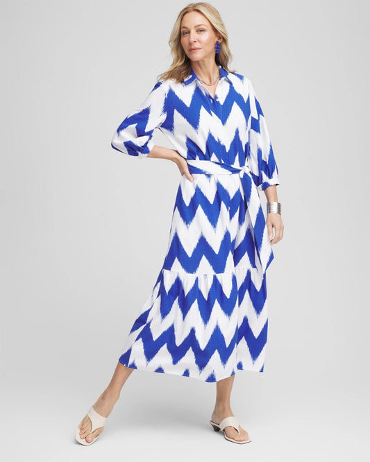 Chico's Petites Petite Chevron Striped Shirtdress
