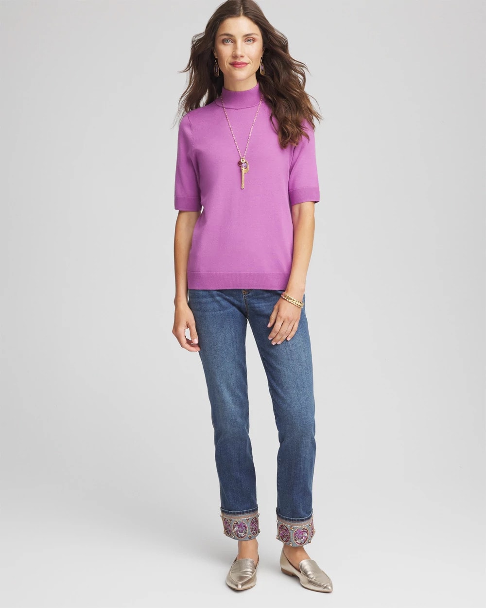 Chico's Petites Petite Embellished Pull-On Slim Ankle Jeggings