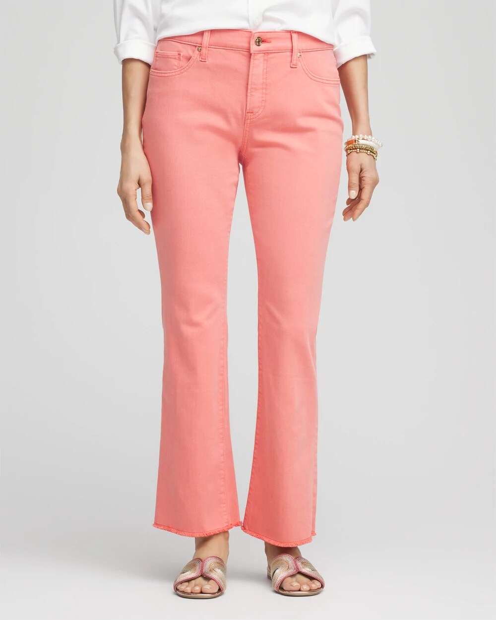 Chico's Petites Petite Girlfriend Fray Hem Kick Flare Jeans