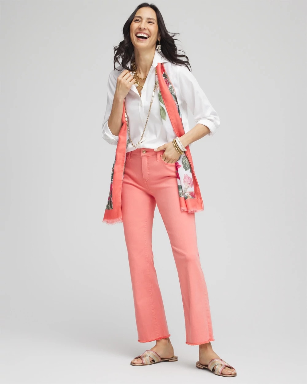 Chico's Petites Petite Girlfriend Fray Hem Kick Flare Jeans