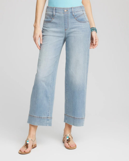 Chico's Petites Petite Pull-On Wide Leg Cropped Jeans