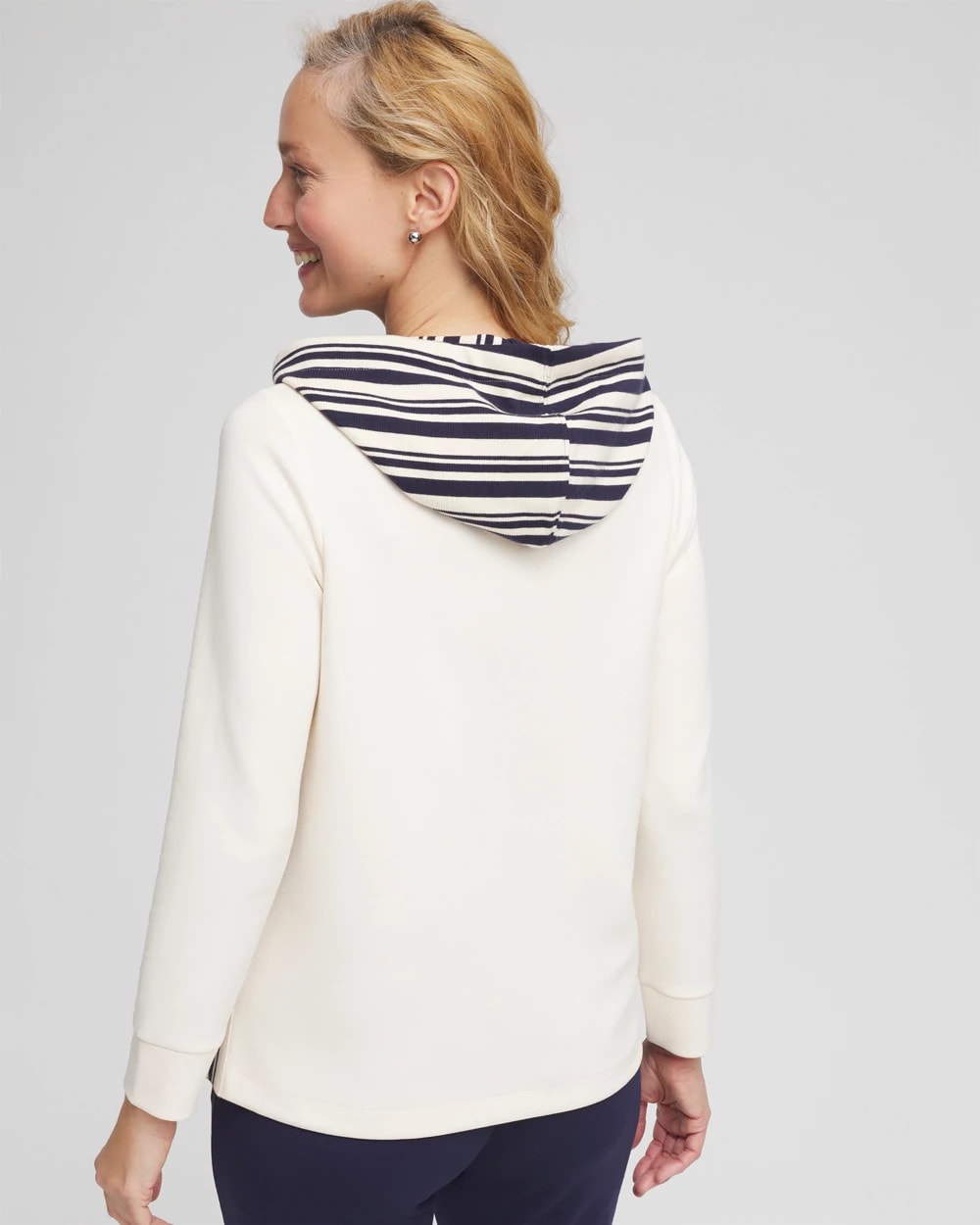 Chico's Collections Zenergy® Double-Knit Stripe Hood Tunic