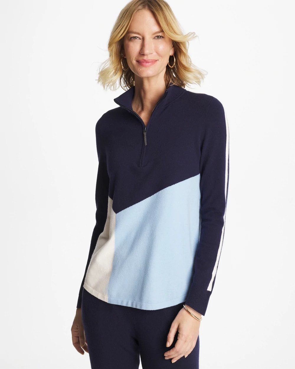 Chico's Collections Zenergy® Luxe Colorblock Half-Zip Pullover
