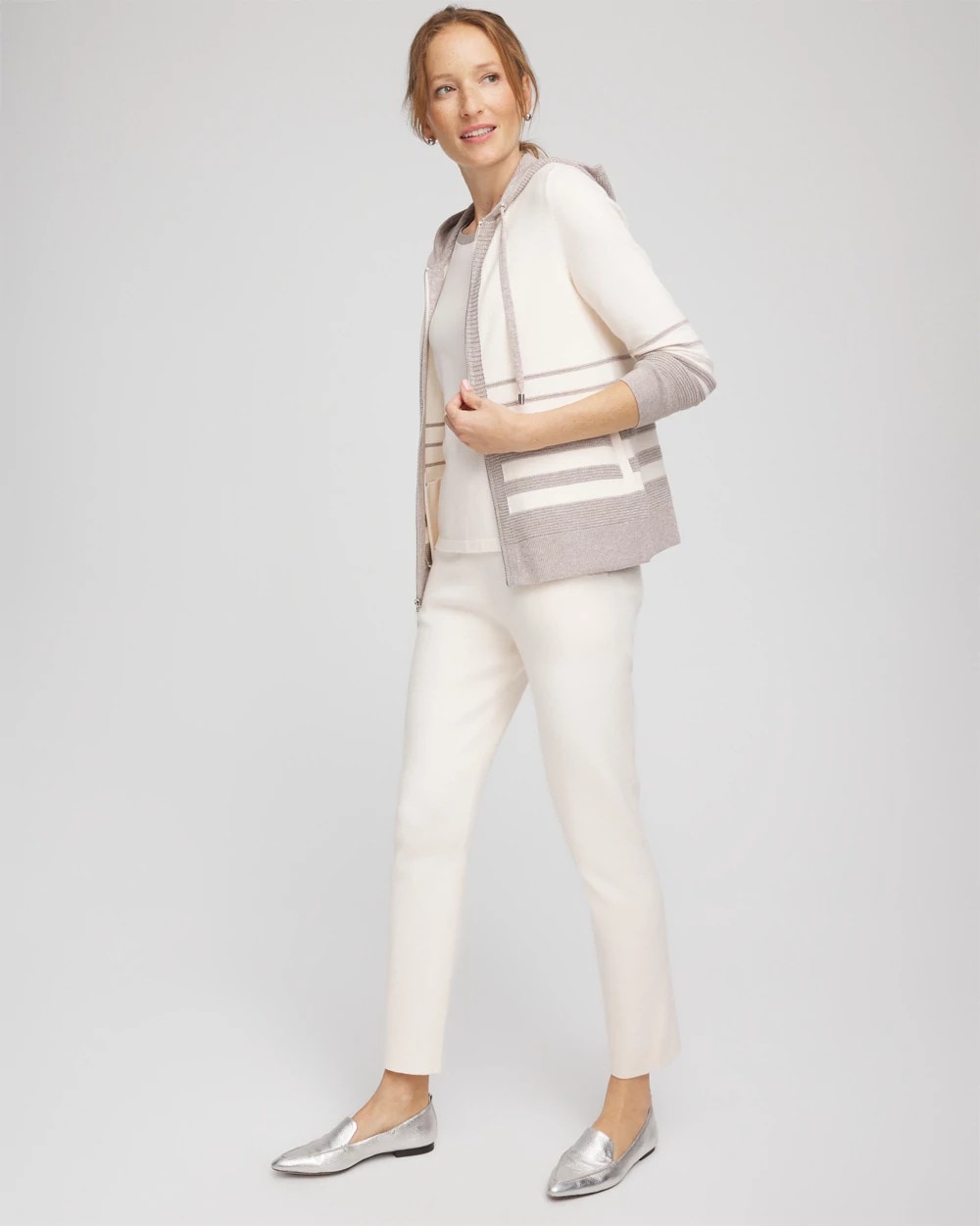 Chico's Collections Zenergy® Luxe Metallic Striped Sweater