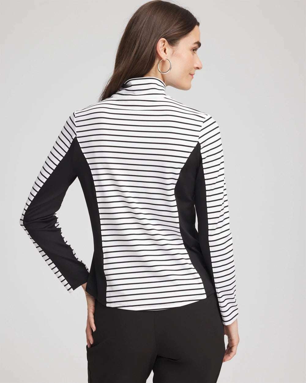 Chico's Collections Zenergy® UPF Striped Block Half Zip
