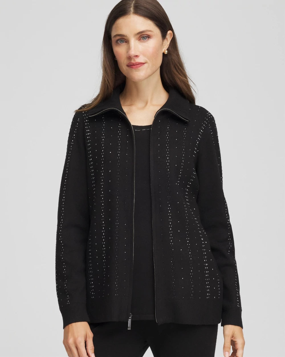 Chico's Collections Zenergy® Luxe Diamante Zip Cardigan