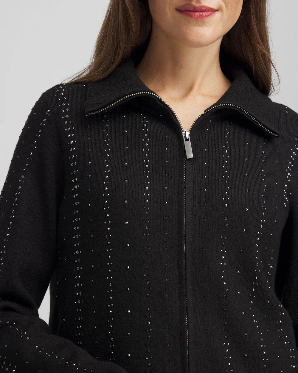 Chico's Collections Zenergy® Luxe Diamante Zip Cardigan