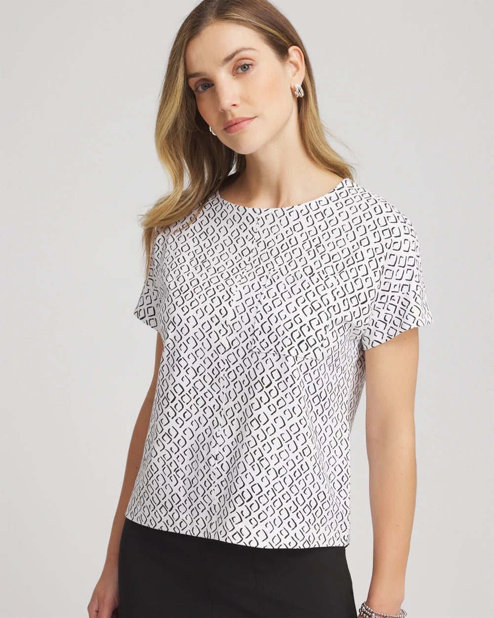 Chico's Collections Zenergy® UPF Geo-Print Dolman Top