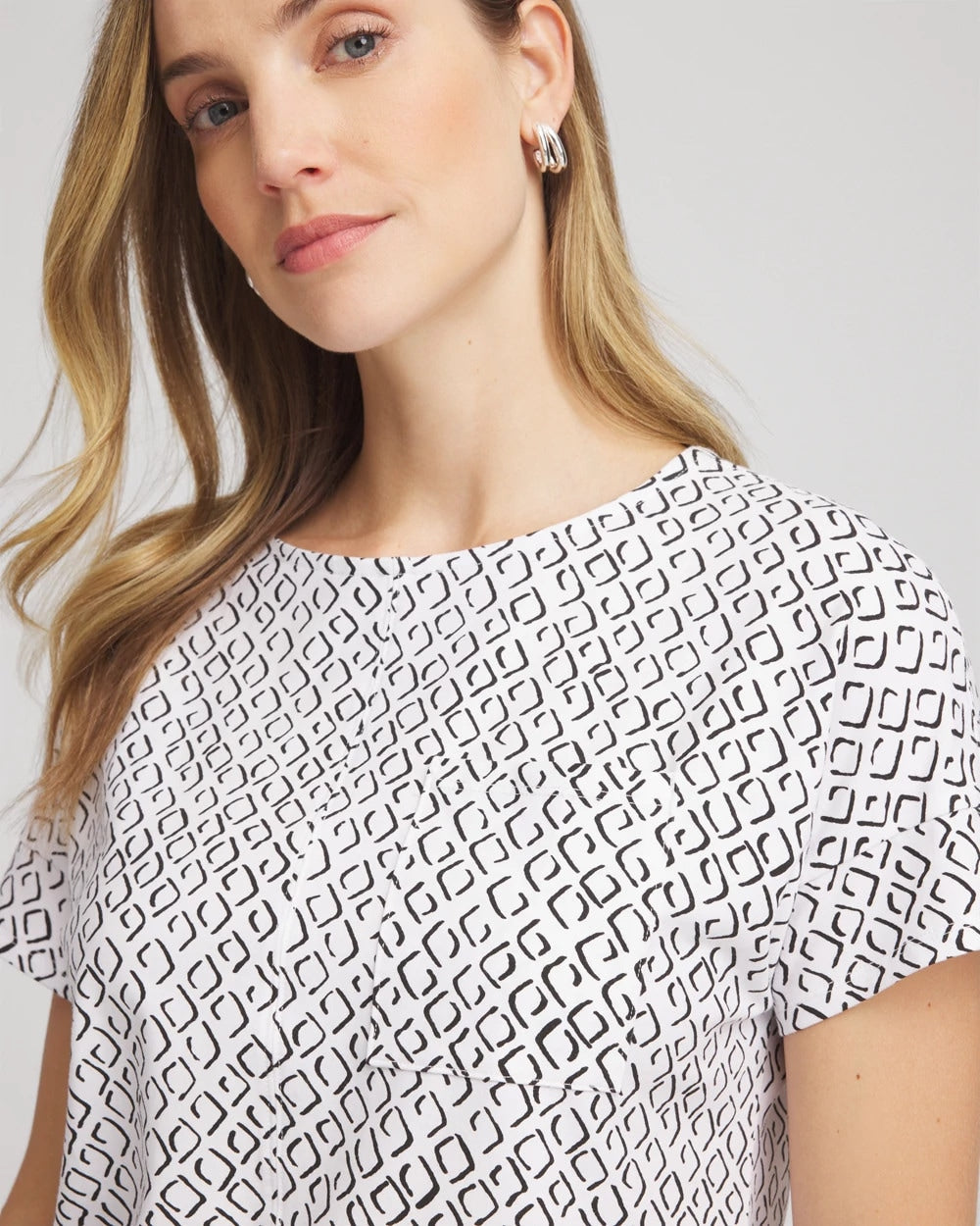 Chico's Collections Zenergy® UPF Geo-Print Dolman Top
