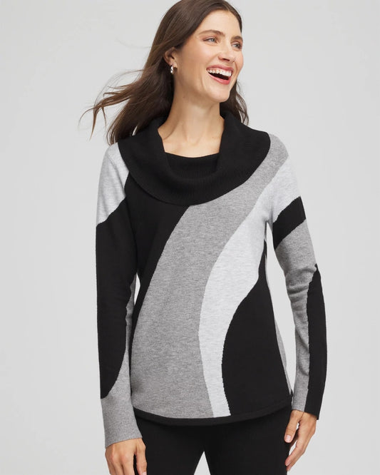 Chico's Collections Zenergy® Luxe Intarsia Cowlneck Top