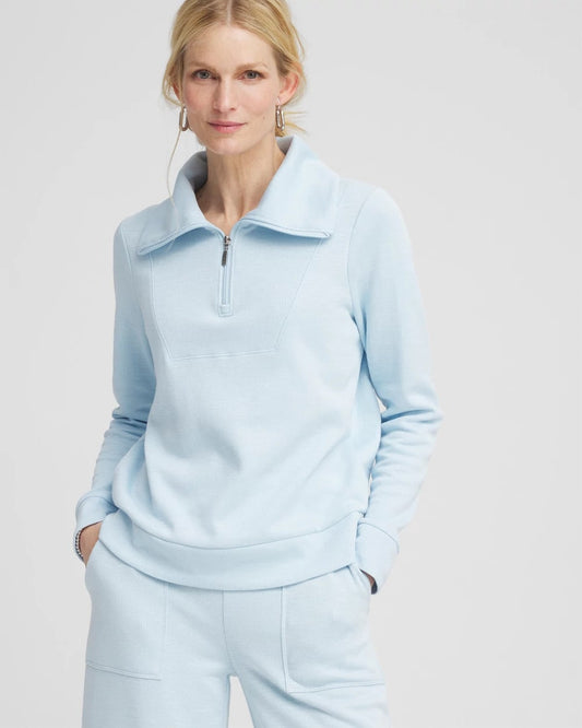 Chico's Collections Zenergy® Beach Slub Half-Zip Pullover Top
