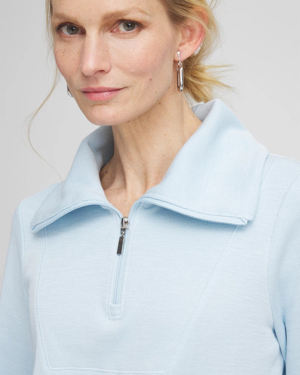 Chico's Collections Zenergy® Beach Slub Half-Zip Pullover Top