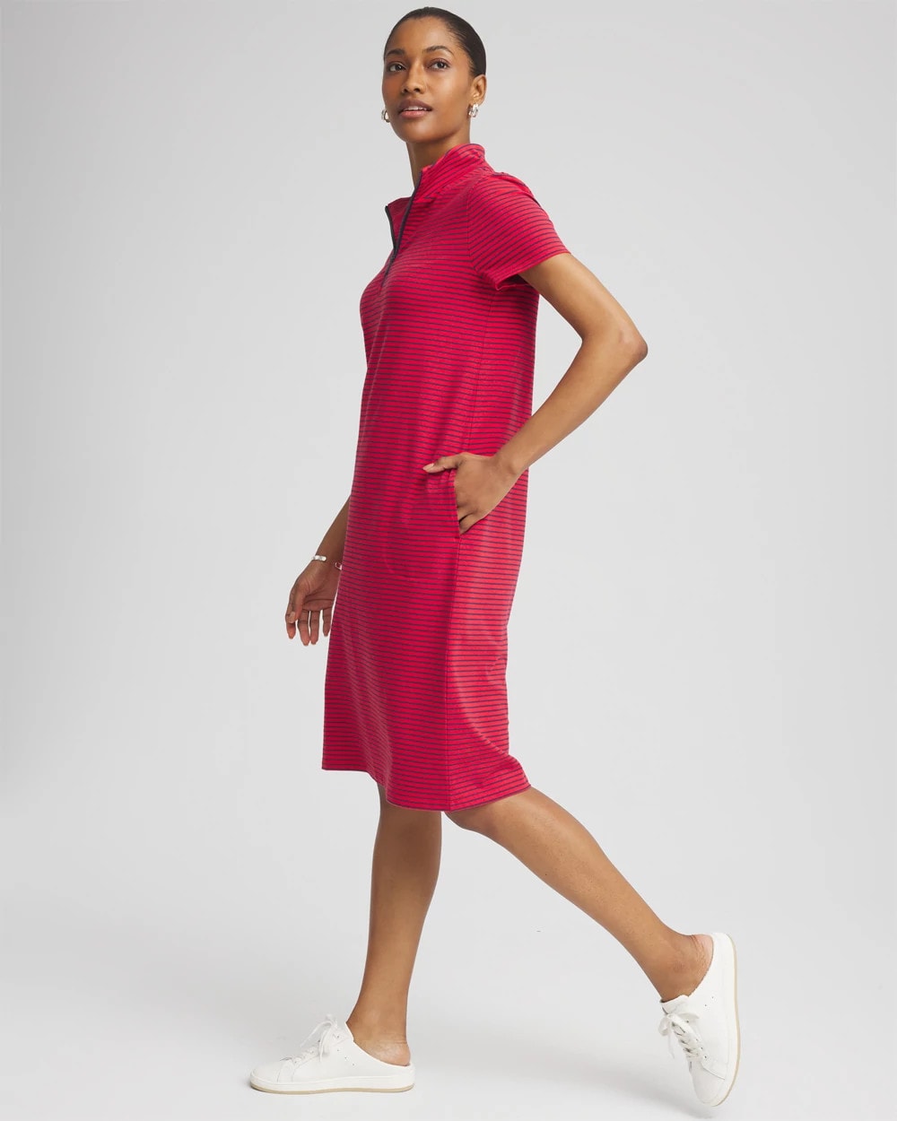 Chico's Collections Zenergy® UPF Knit Stripe Half-Zip Dress