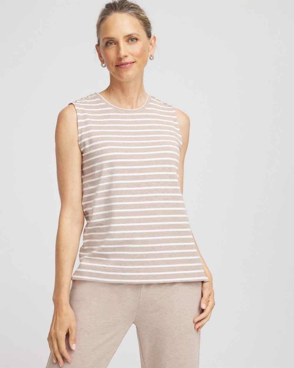 Chico's Collections Zenergy® UPF Sleeveless Metallic-Striped Tank