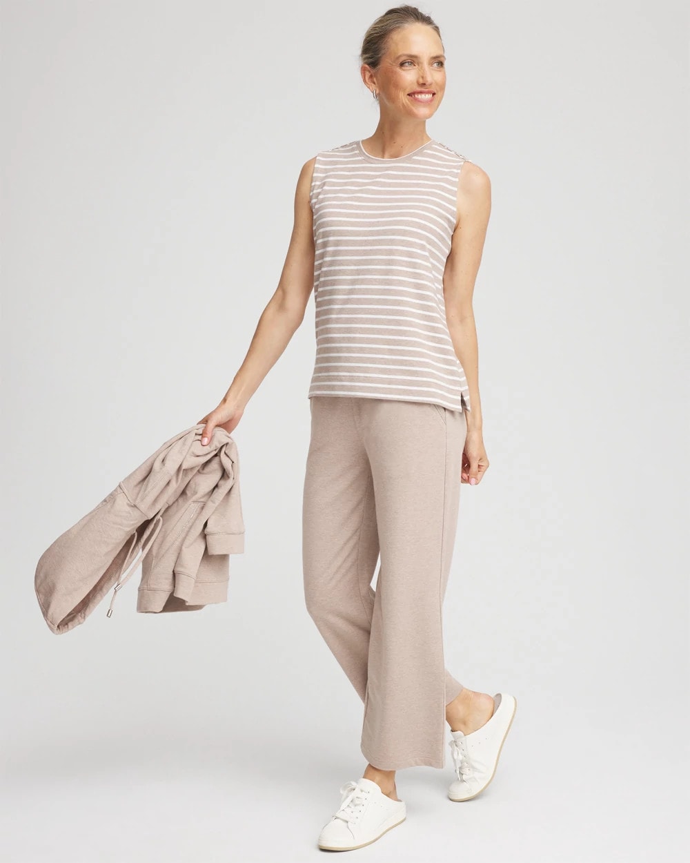 Chico's Collections Zenergy® UPF Sleeveless Metallic-Striped Tank