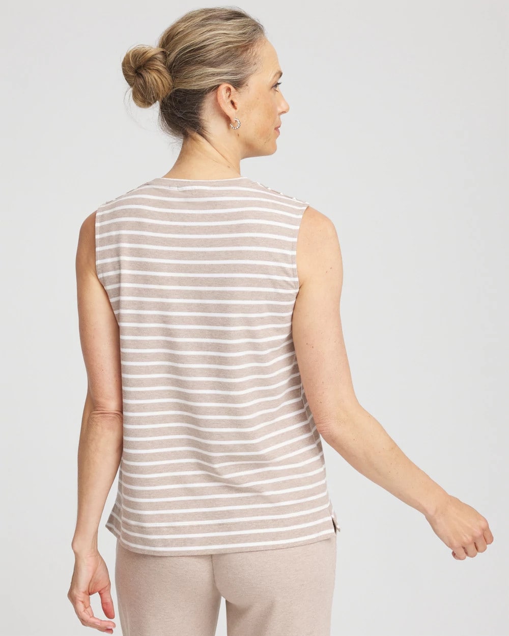 Chico's Collections Zenergy® UPF Sleeveless Metallic-Striped Tank
