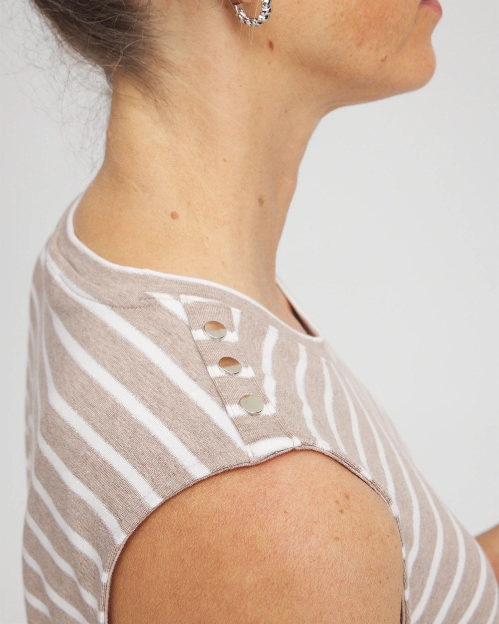 Chico's Collections Zenergy® UPF Sleeveless Metallic-Striped Tank