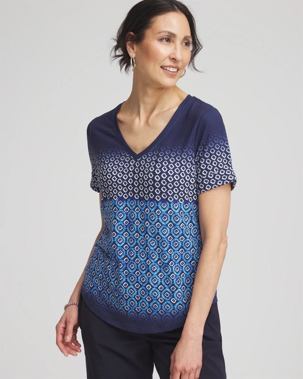 Chico's Collections Zenergy® Graphic Ombre V-Neck Tee