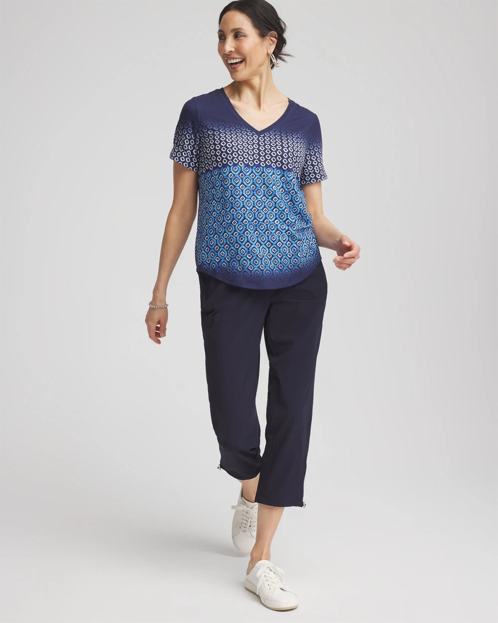 Chico's Collections Zenergy® Graphic Ombre V-Neck Tee