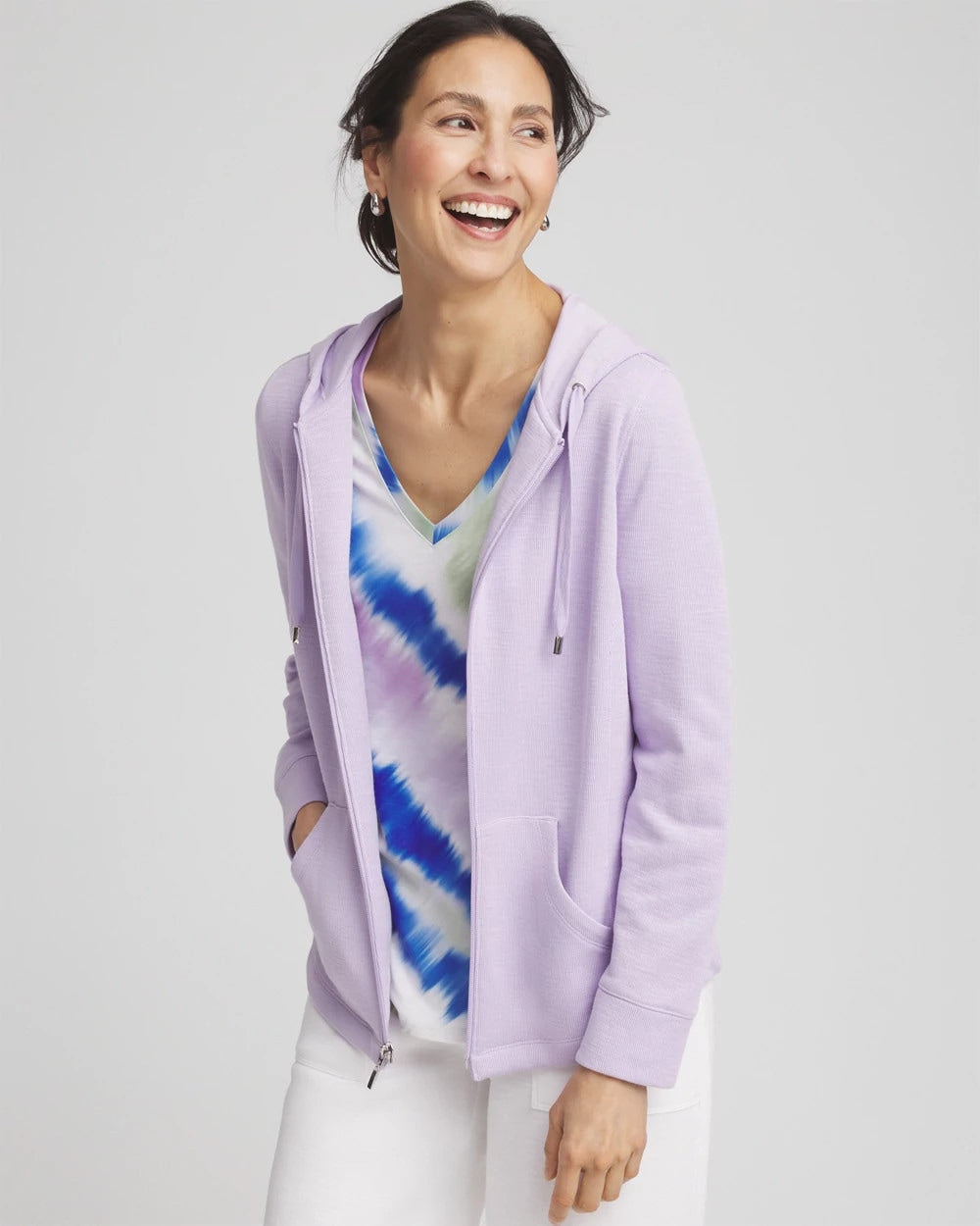 Chico's Collections Zenergy® Beach Slub Zip-Front Hoodie