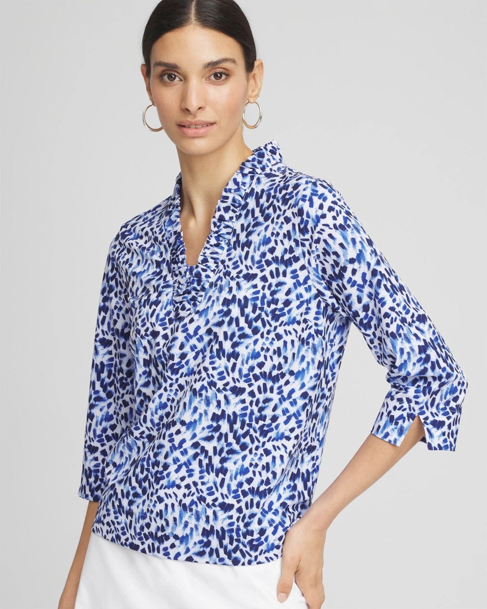 Chico's Collections Zenergy® UPF V-Neck Ruffle Top