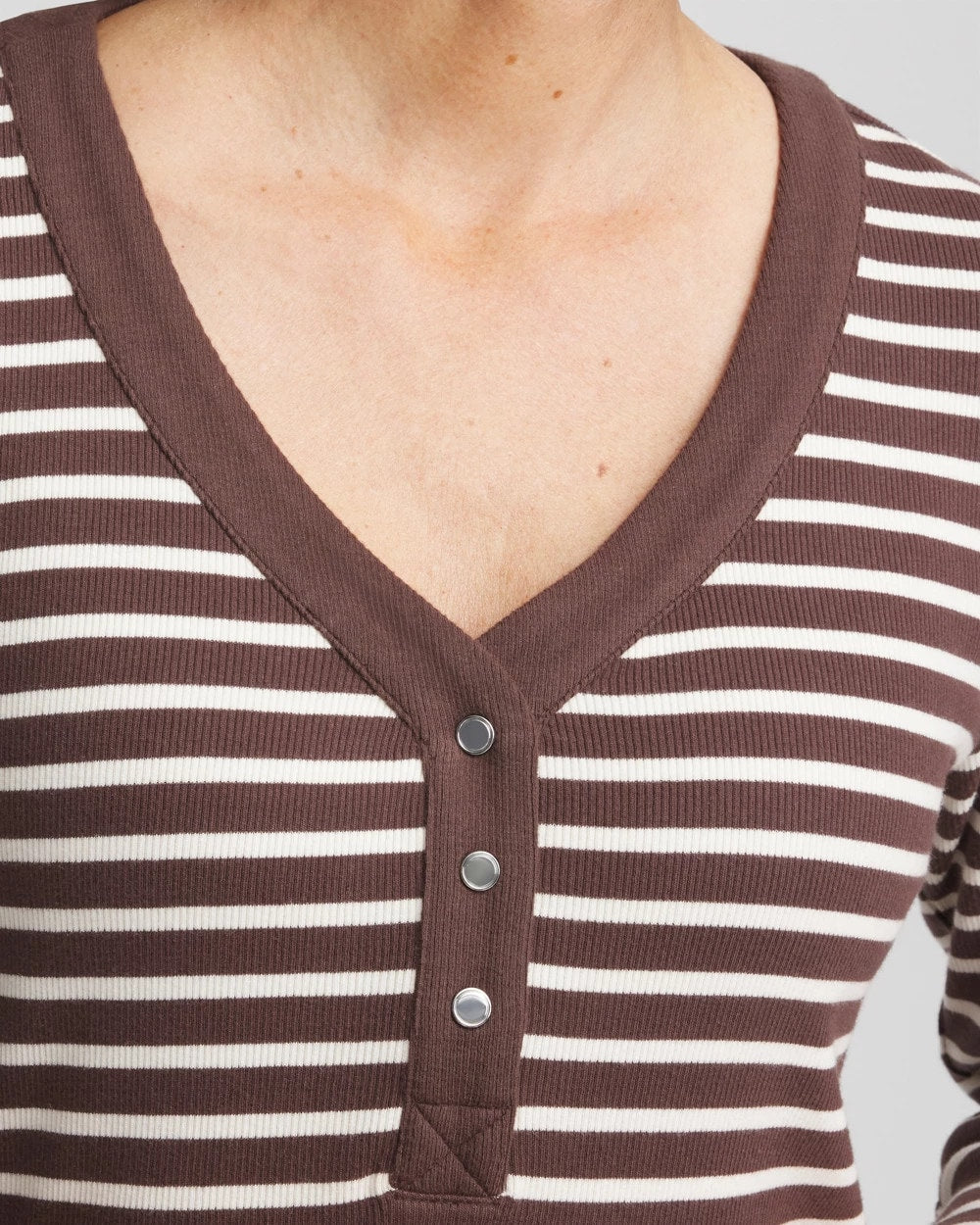 Chico's Collections Zenergy® Ribbed Striped Henley Tee