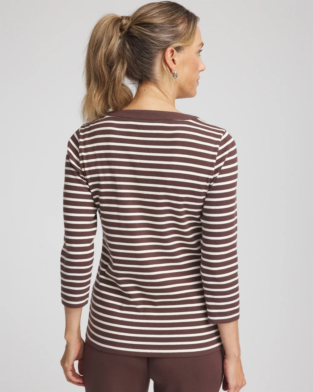 Chico's Collections Zenergy® Ribbed Striped Henley Tee