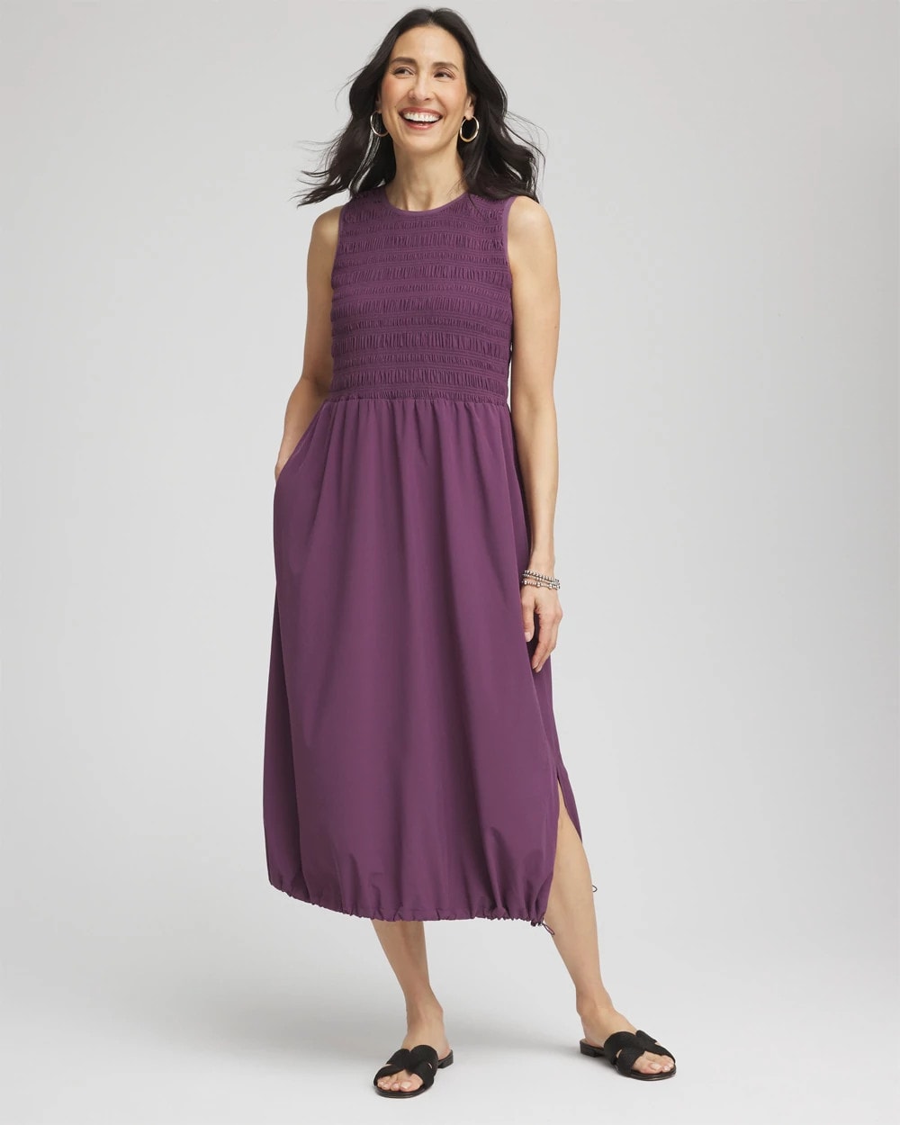 Chico's Collections Zenergy® UPF Smocked Midi Dress