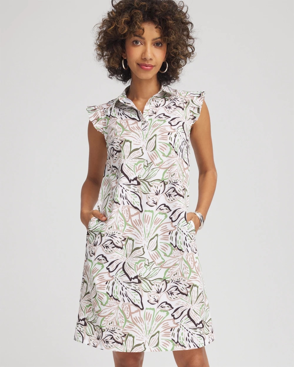 Chico's Collections Zenergy® UPF Knit Floral Polo Dress