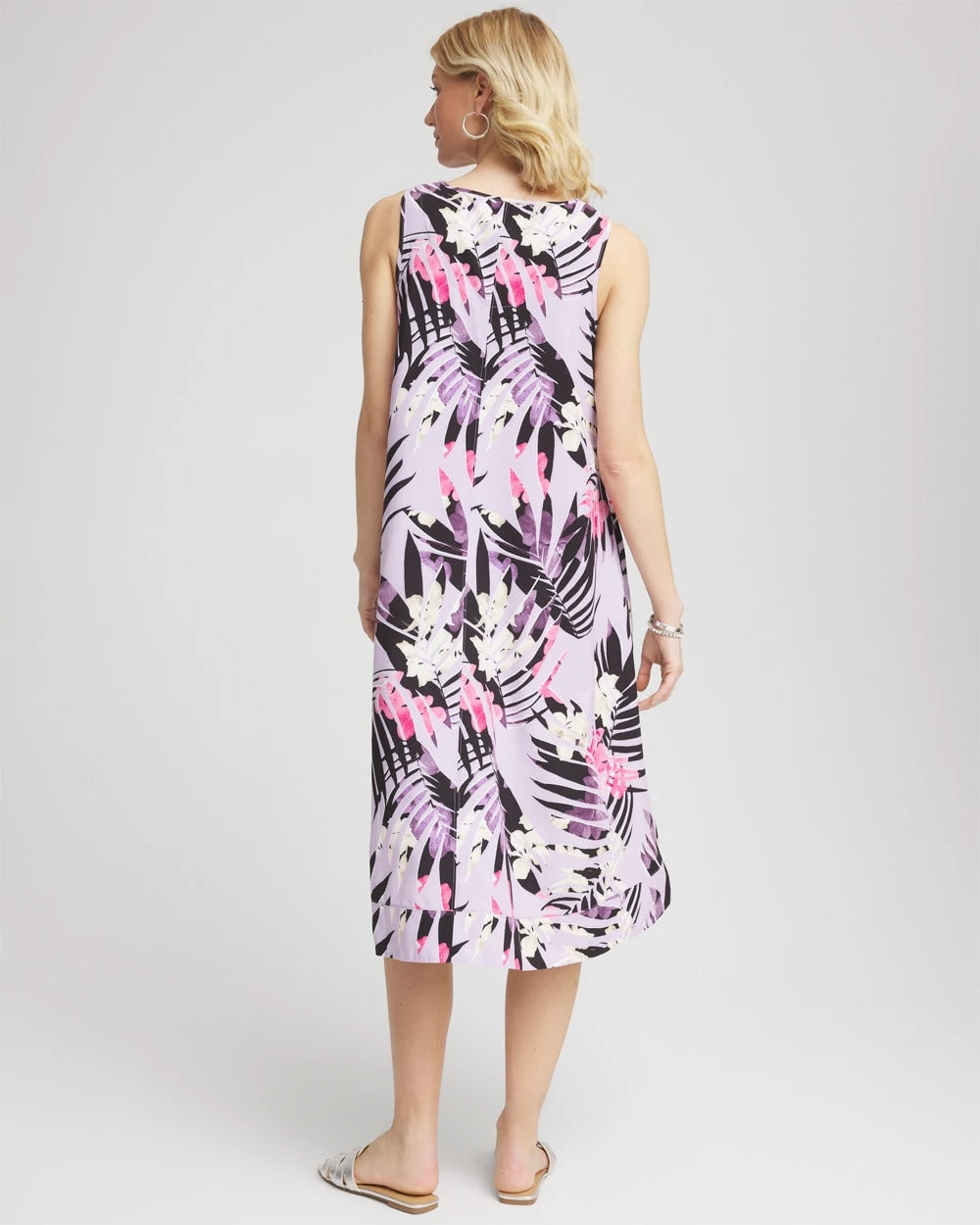 Chico's Collections Zenergy® Floral Palms Lightweight Midi Dress