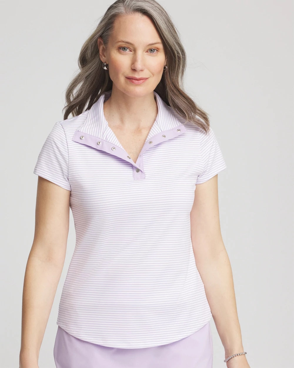 Chico's Collections Zenergy® Striped UPF Short-Sleeve Top