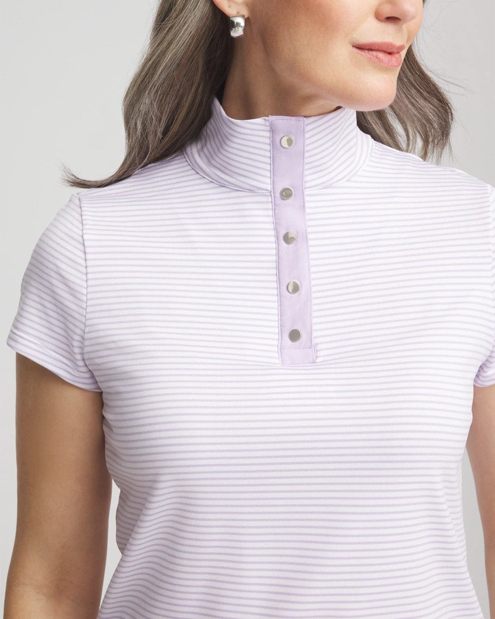 Chico's Collections Zenergy® Striped UPF Short-Sleeve Top