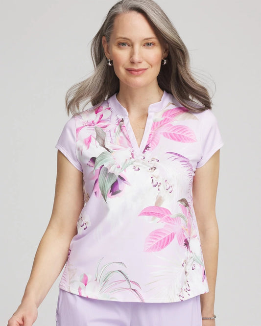 Chico's Collections Zenergy® UPF Floral Polo