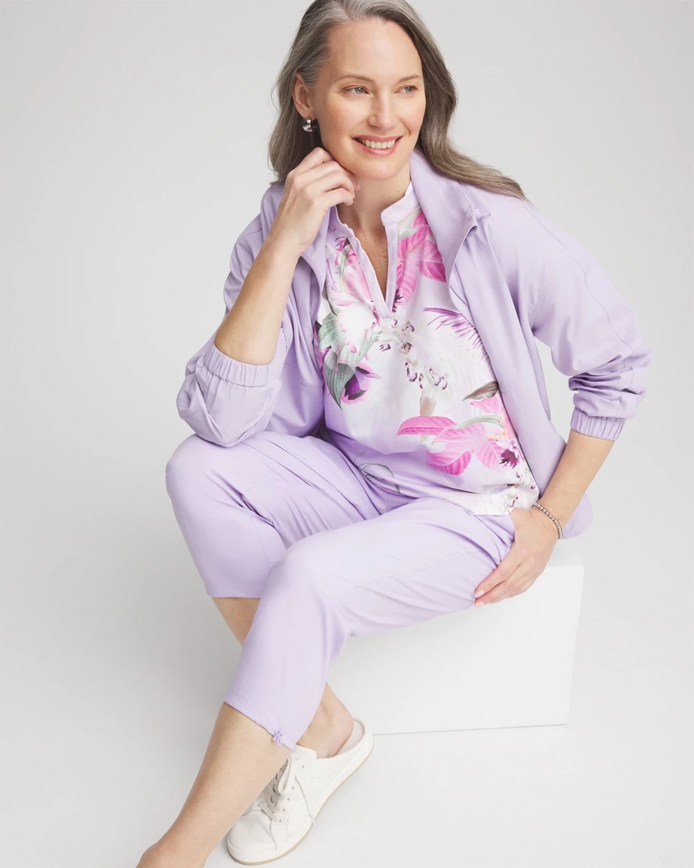 Chico's Collections Zenergy® UPF Floral Polo